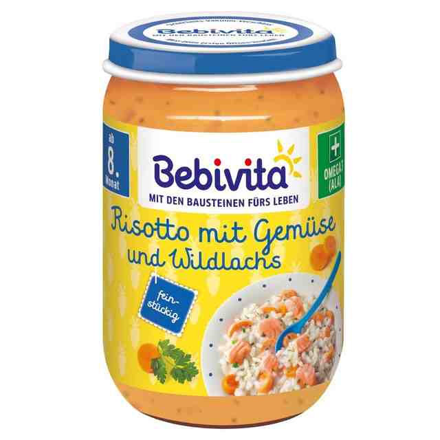 Bebivita Ризото със зеленчуци и дива сьомга от 8 м, 220 гр.