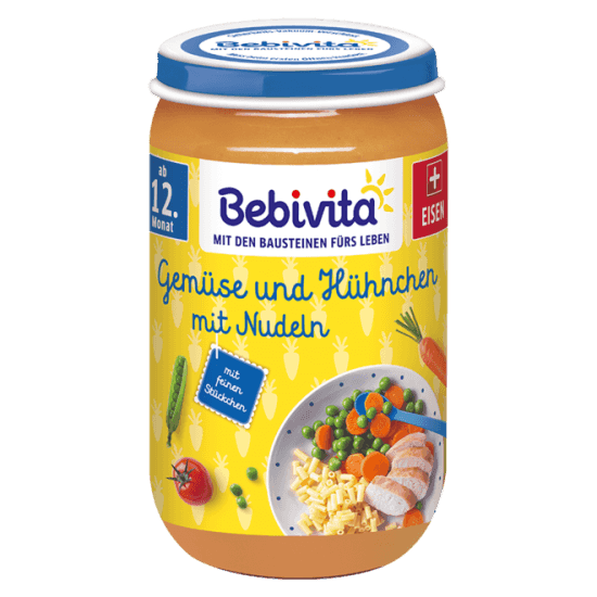 Bebivita Био Пюре Зеленчуци, спагети и пилешко месо от 12м 250 гр.