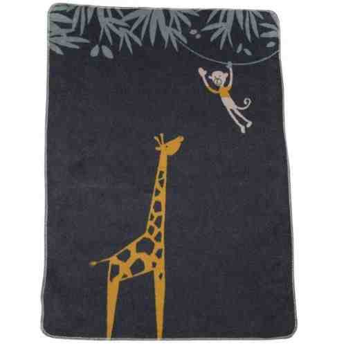 David Fussenegger Maja Бебешко одеяло от органичен памук Жираф и маймунка, Сиво