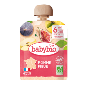 babybio Био Плодов мус за бебета Ябълки и смокини 90гр. над 6месец