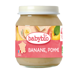 Babybio Био плодово пюре с ябълка и банан след 4м, 130г