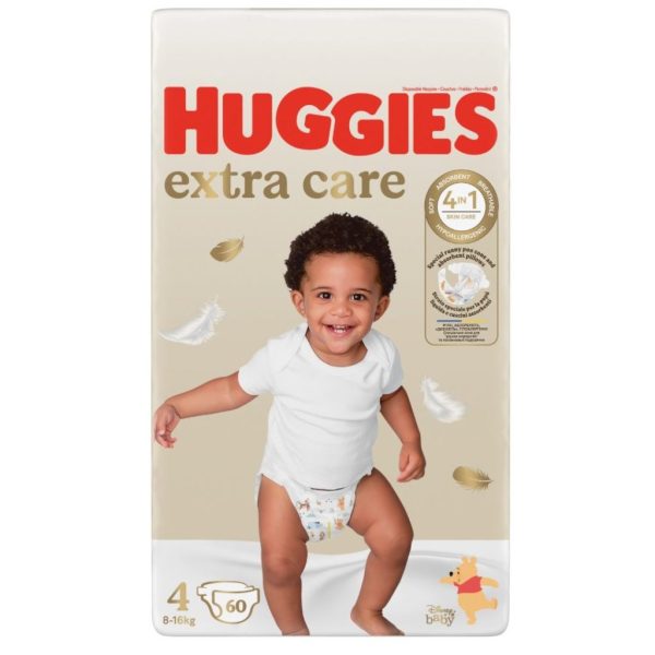 Huggies пелени за бебе Extra Care Размер 4 (8-14 кг), 60 броя