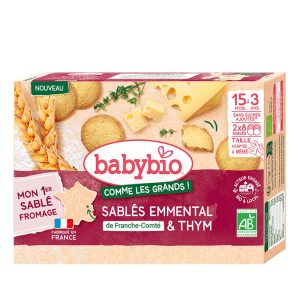 Babybio детски бисквитки със сирене ементал и мащерка над 15 месеца, 72 гр