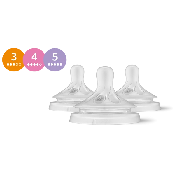 Philips AVENT Natural Response Биберони без протичане-Комплект 3 бр, Поток 3, 4, 5