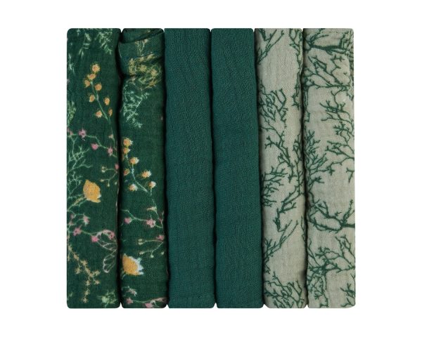 Kikkaboo Комплект 6 бр муселинови кърпички 30х30 см Secret Garden Green