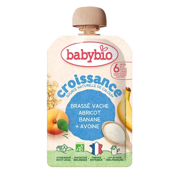 Babybio Био мус от краве кисело мляко с кайсия, банан и овес 6+ месеца 100 г