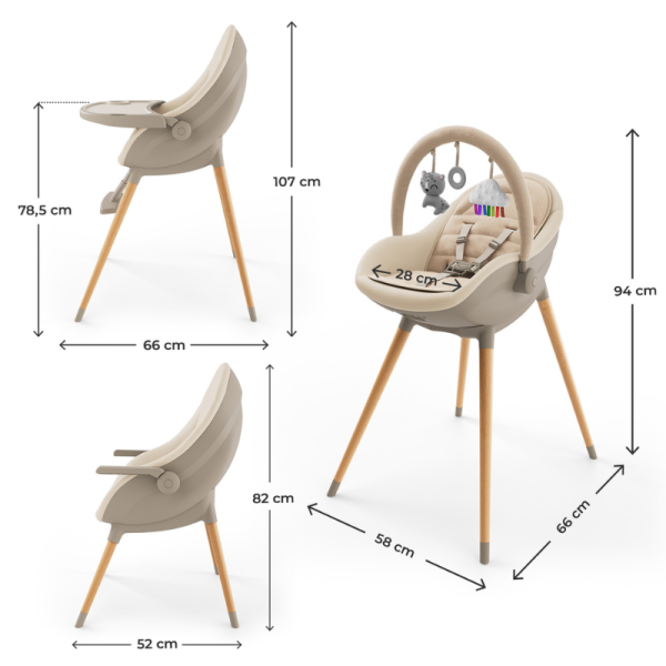 KinderKraft FINI UP столче за хранене BEIGE