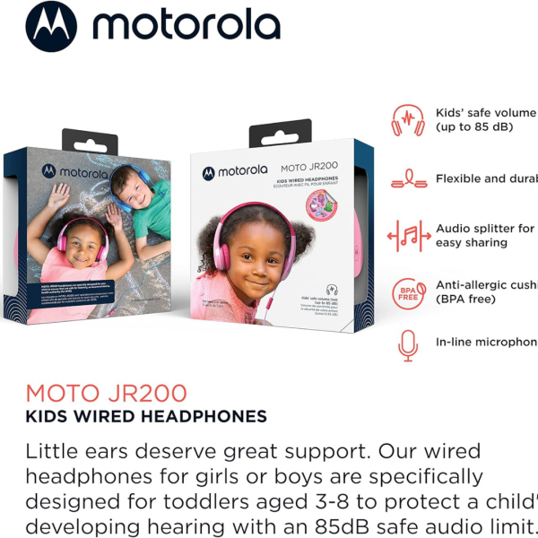 Motorola детски слушалки с кабел MOTO JR200 PINK
